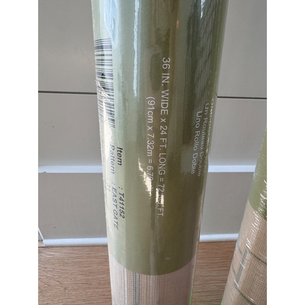 Thibaut East Gate Grasscloth Wallpaper Cream Aqua Double Roll T41152 NEW - Picture 2 of 5